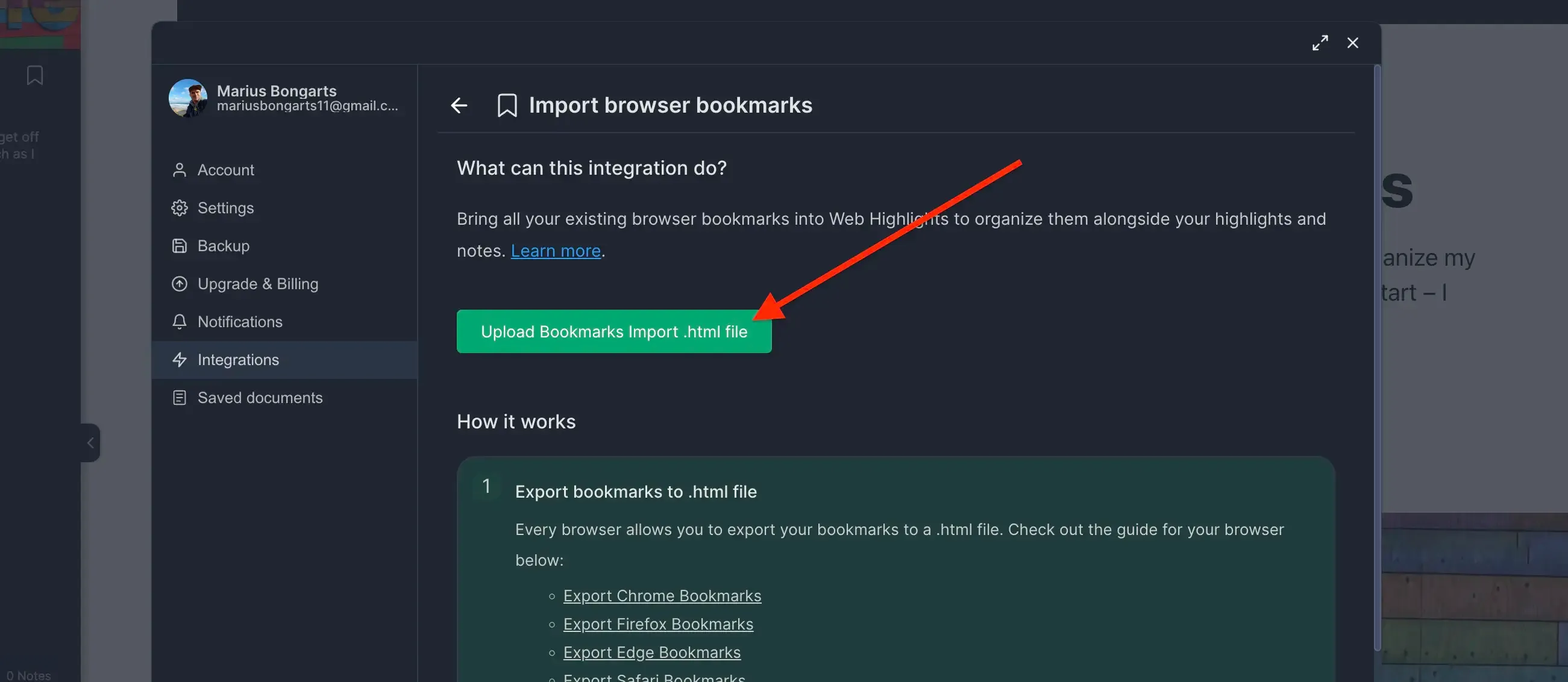 Step 4: Upload bookmarks file
