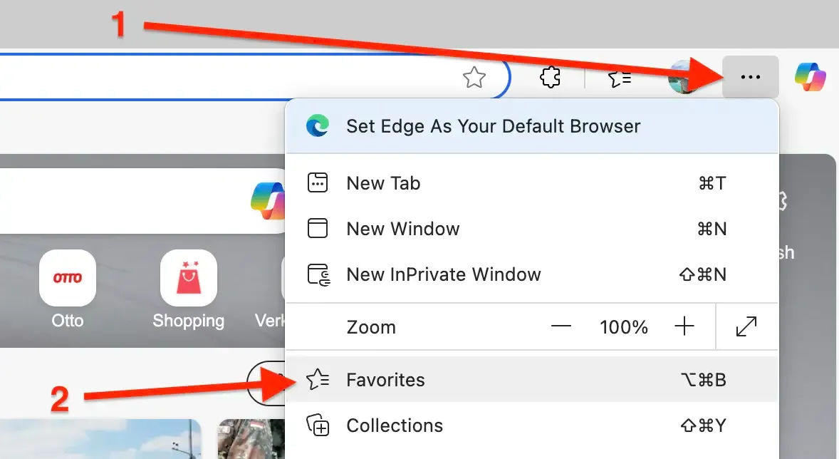 Step 2-3: Click three-dot menu and click favorites