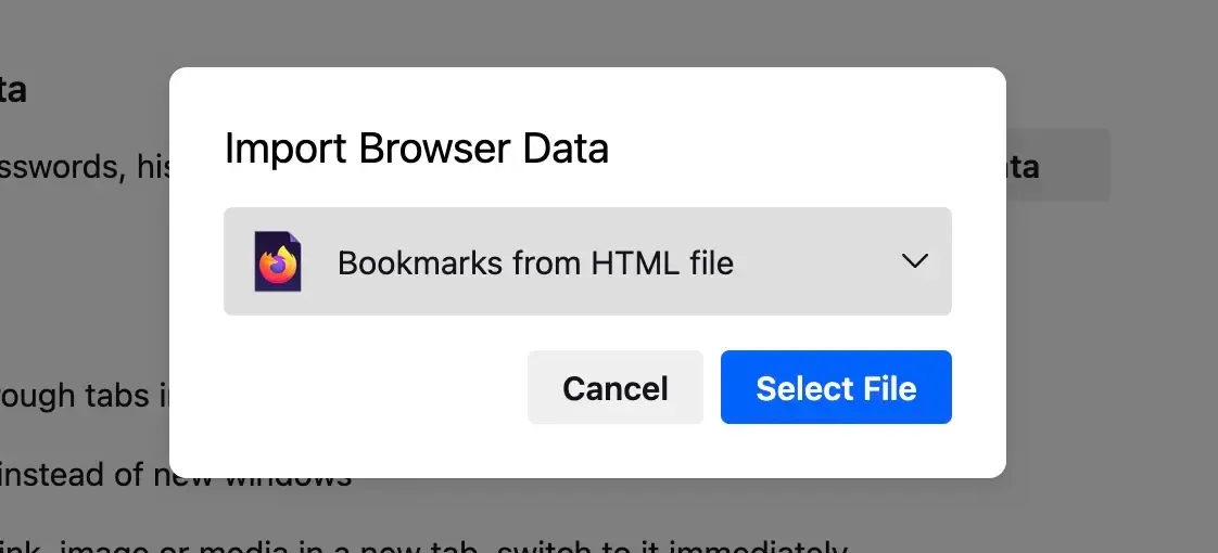 Alternative method - Import Browser Data