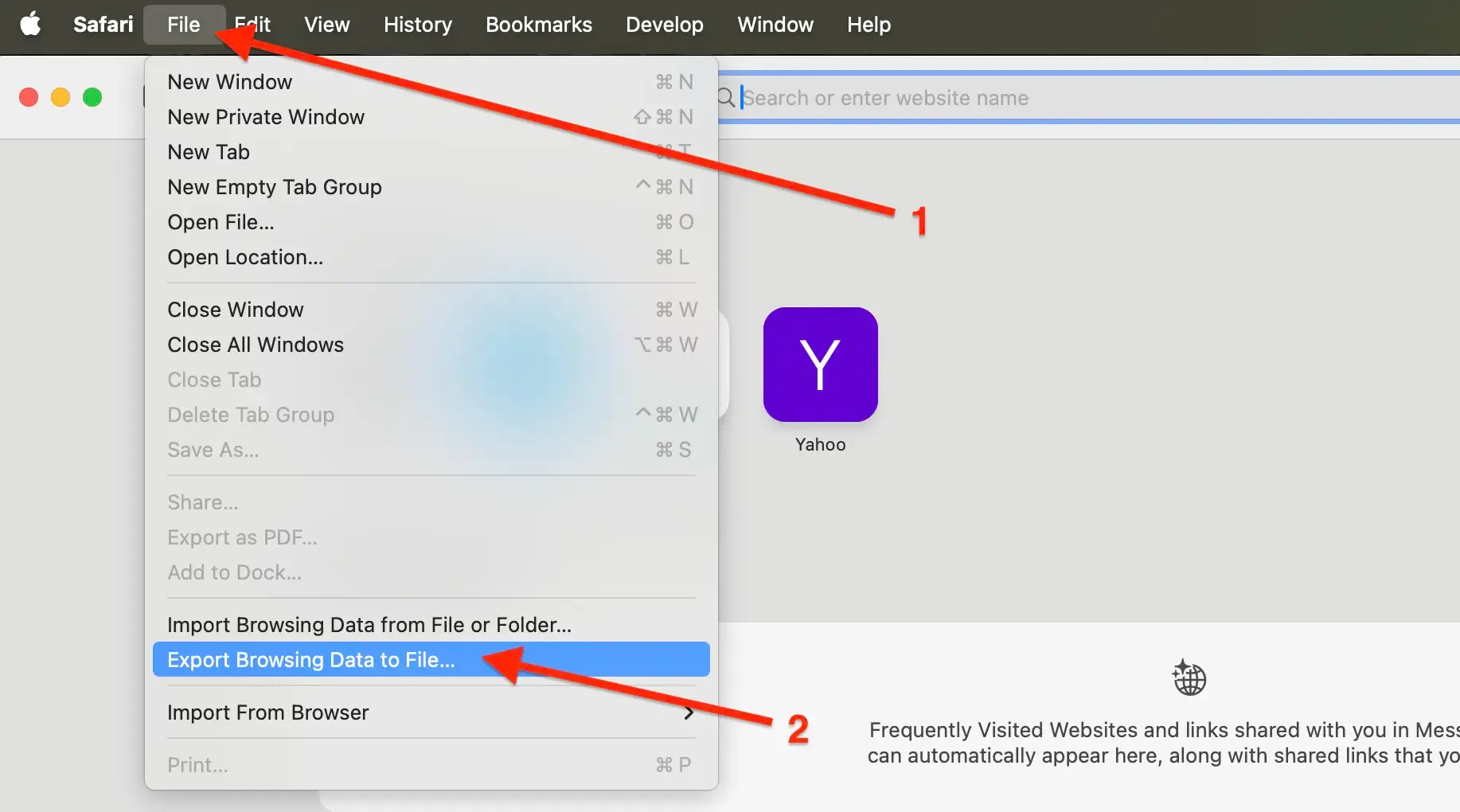 Step 2: Click File and click Export Browsing Data to File...