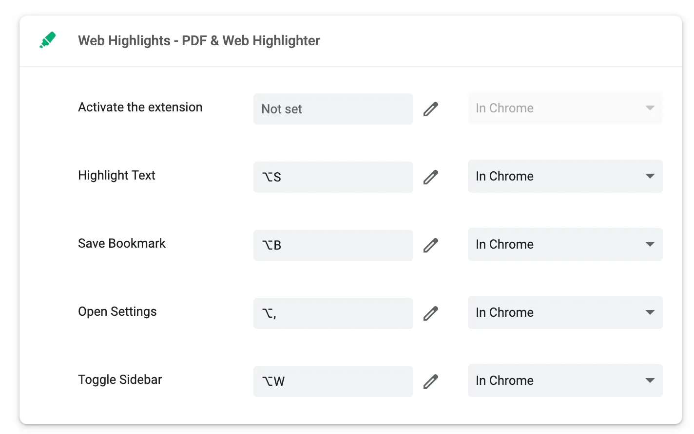 Shortcut overview