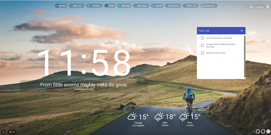 New Tab Studio: widgets in a new tab