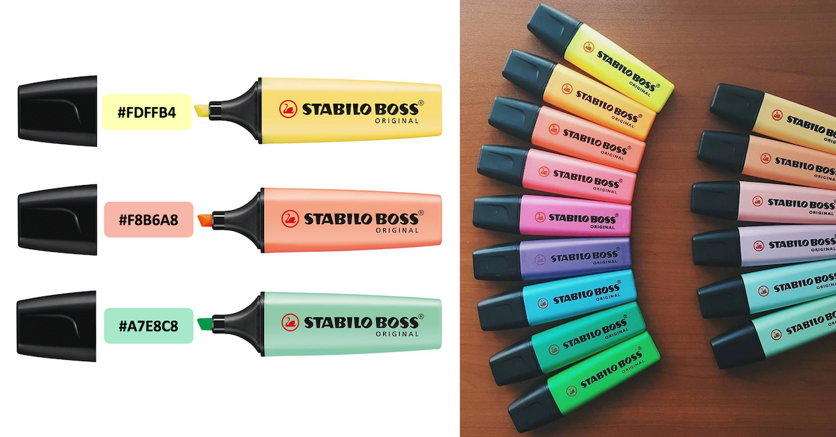 Highlighter STABILO BOSS ORIGINAL Pastel Highlighter Marker Pens Full Set  of 7 Ideal for Revision Notes, School & Office 