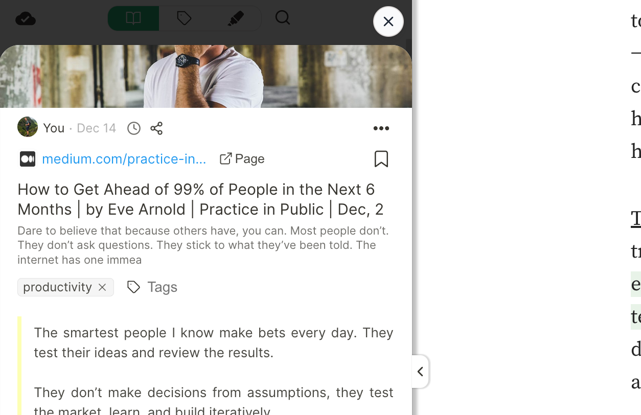 New popover giving a nice overview