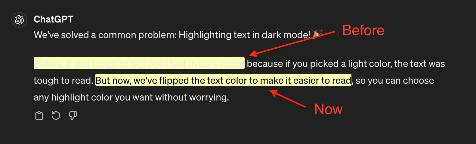 Highlighting in dark mode