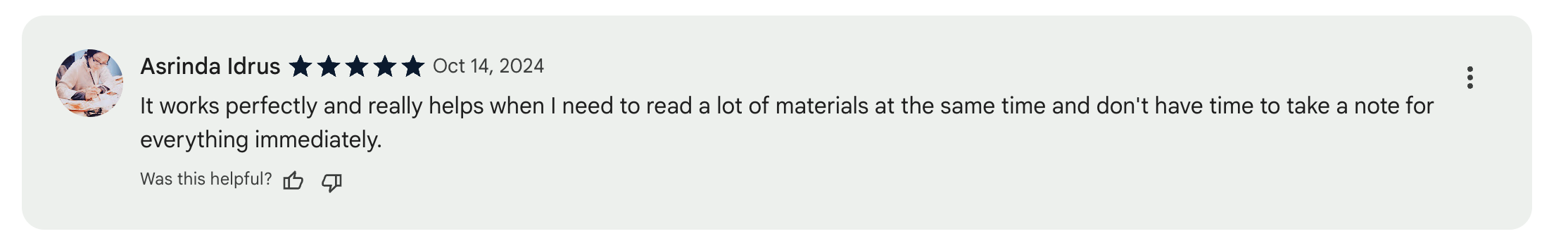 It works perfectly and really helps when I need to read a lot of materials at the same time and don't have time to take a note for everything immediately.