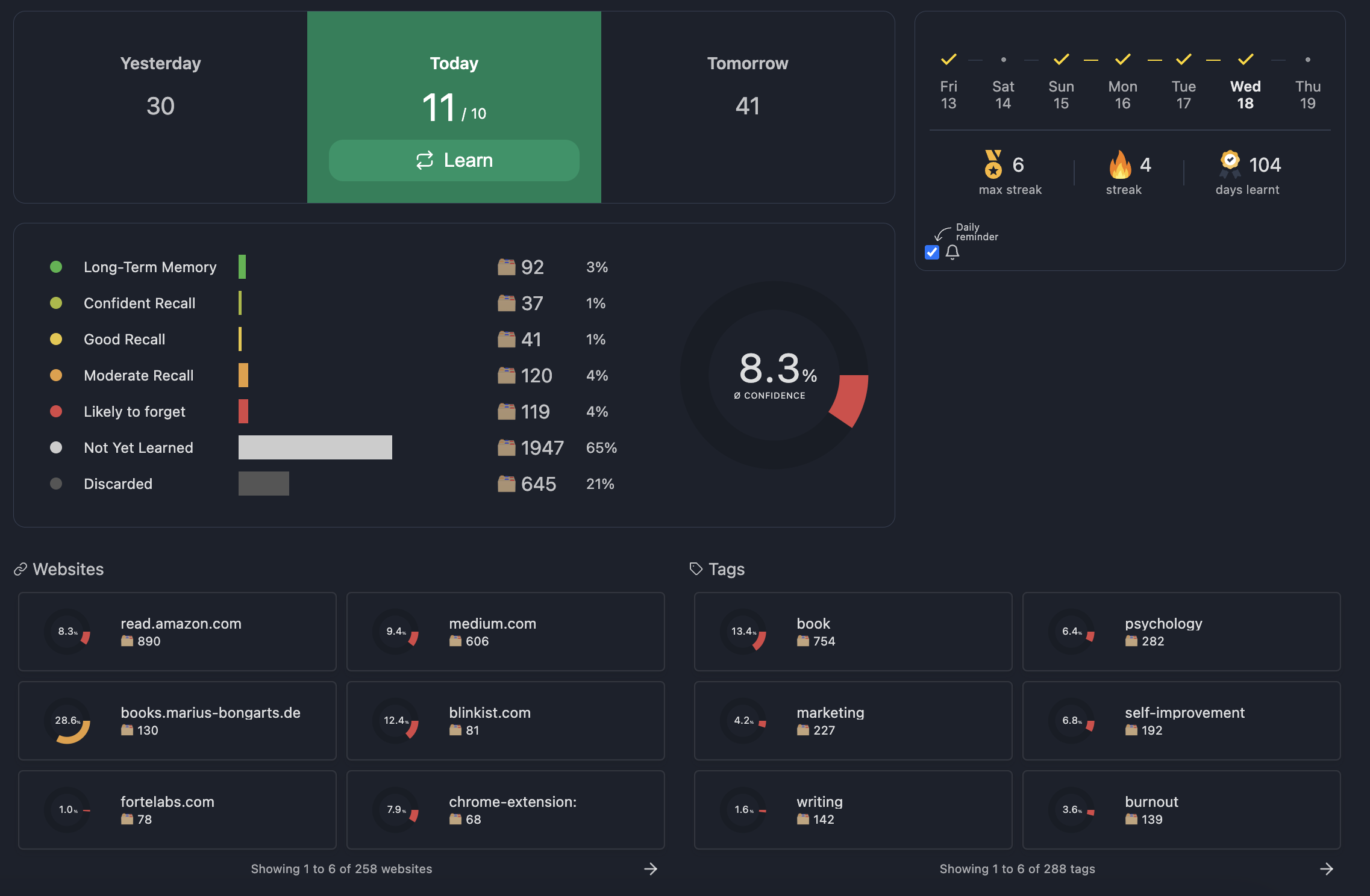 Learning Dashboard