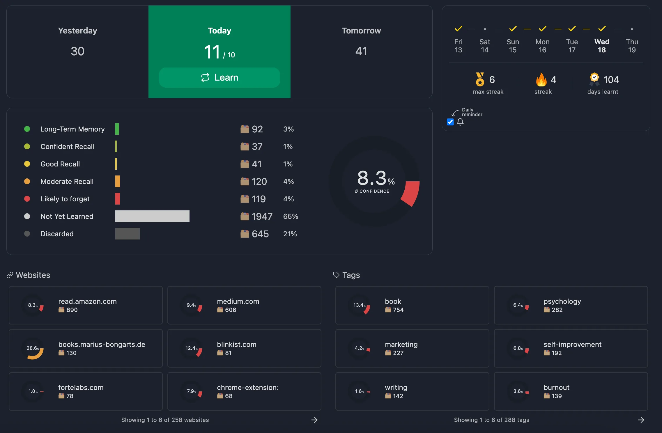Learning Dashboard