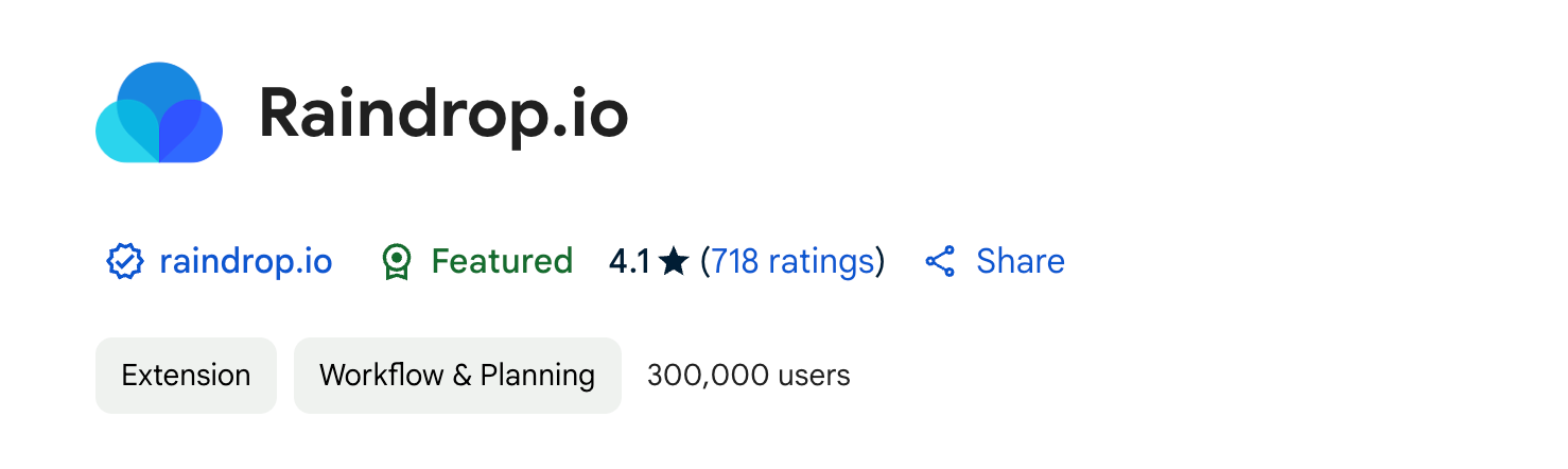 Raindrop.io Chrome Extension