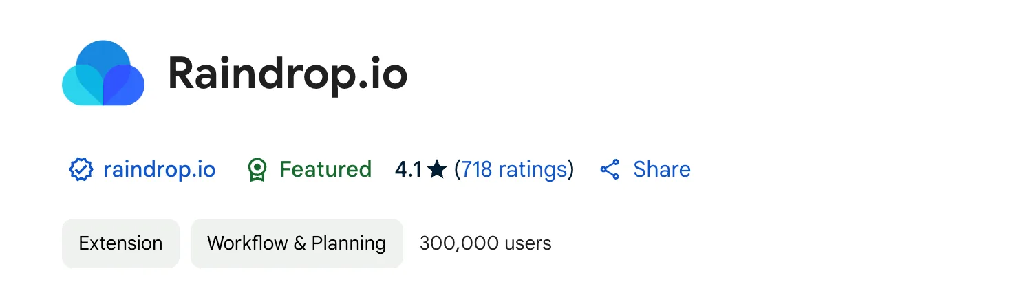 Raindrop.io Chrome Extension