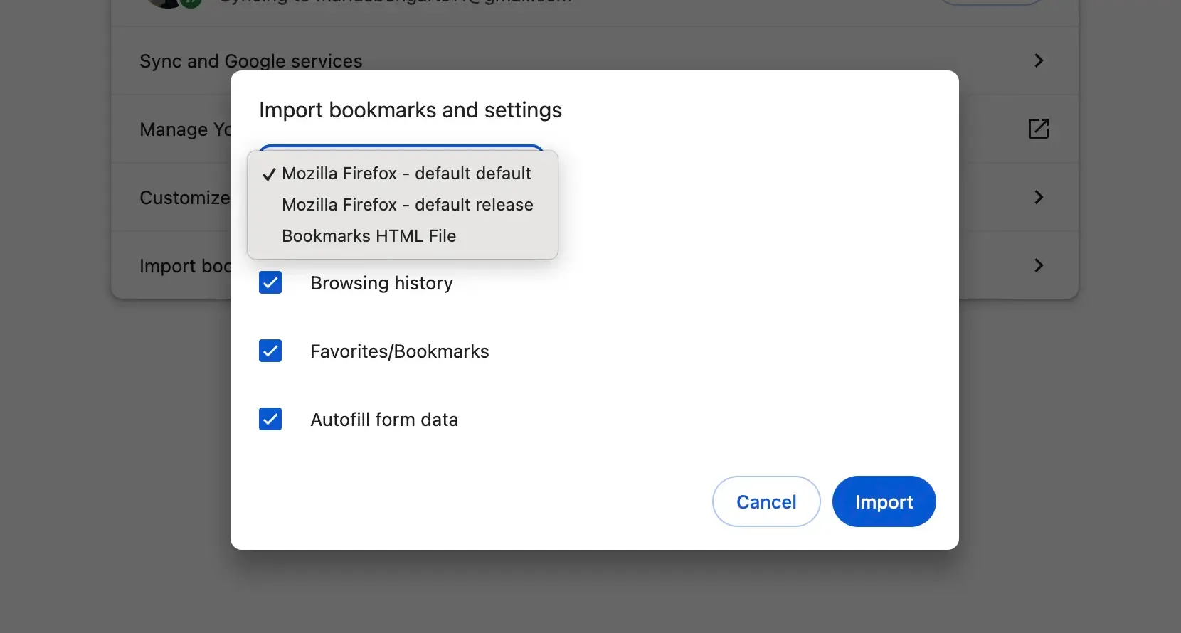 Step 4: Choose "Bookmarks HTML File"