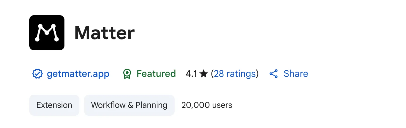 Matter - 20,000&nbsp;users 4.1 stars (28 ratings)