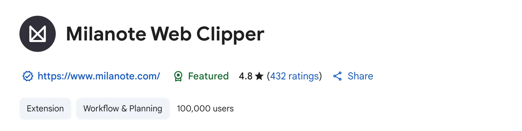100,000&nbsp;users - 4.8 ⭐️ (432 ratings)
