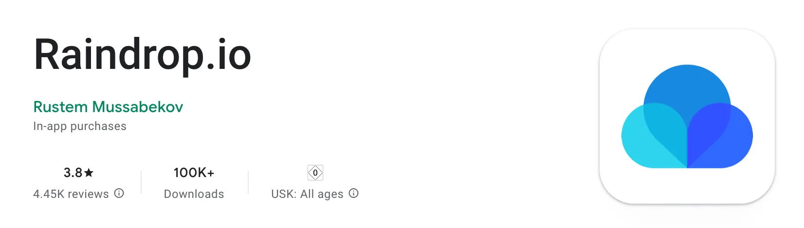 Raindrop.io: 3.8★ |&nbsp;100K+ Downloads