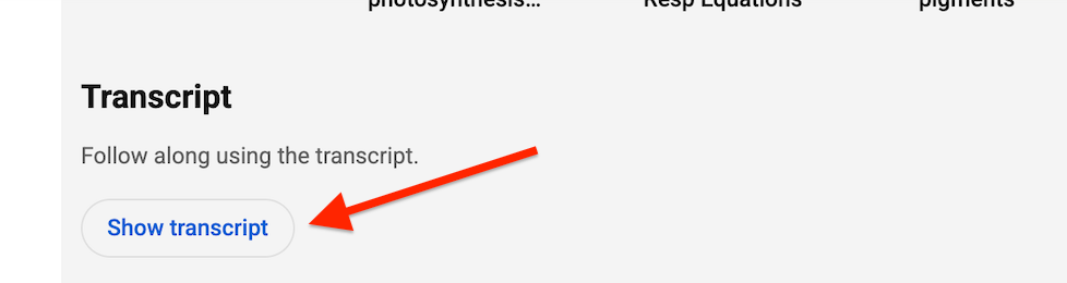 Click "Show transcript"