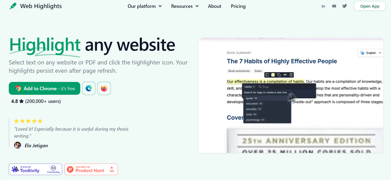 Web Highlights' website