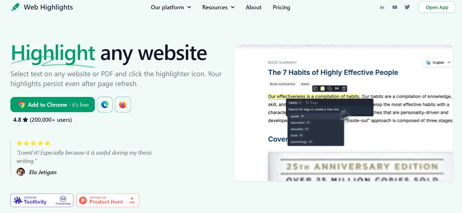 Web Highlights' website