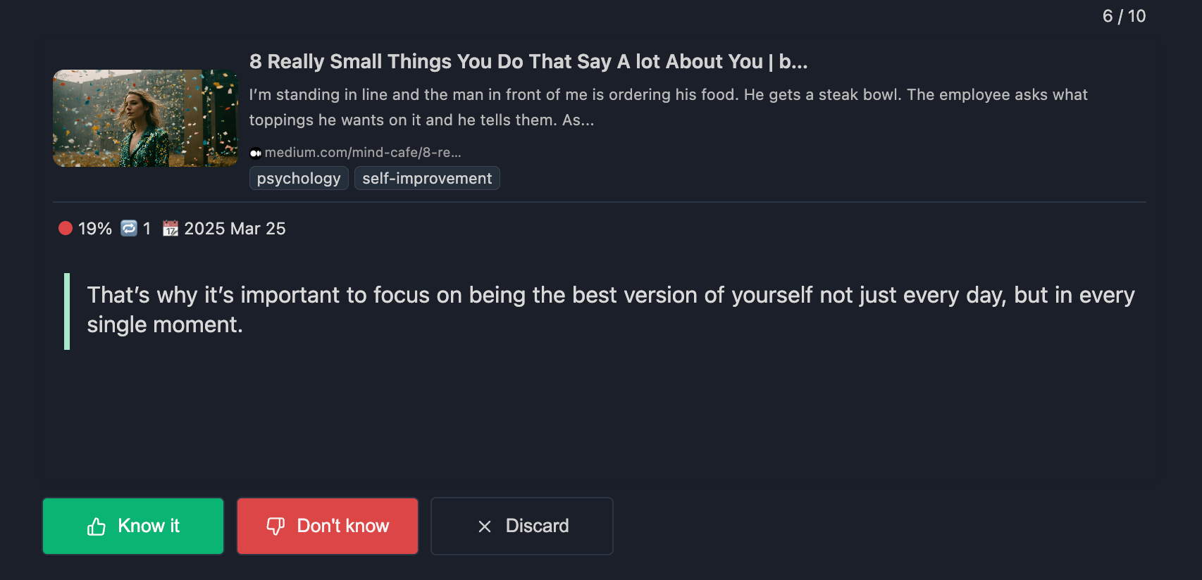 Web Highlights' Flashcard Learning