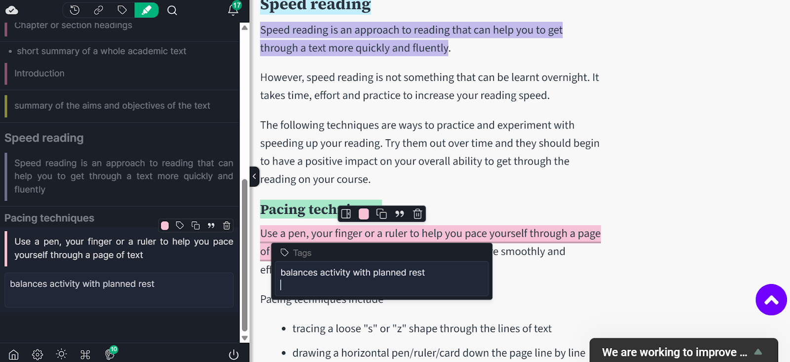 contextual notes while reading