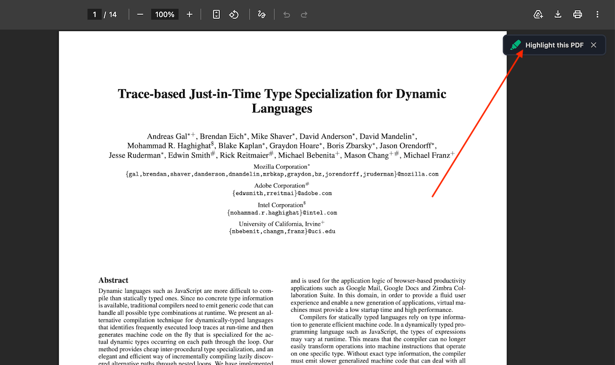 Highlight this PDF popup to highlight with Web Highlights