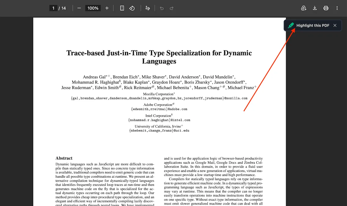 Highlight this PDF popup to highlight with Web Highlights