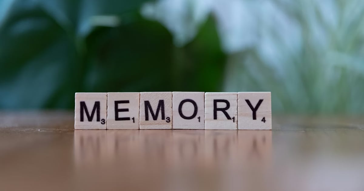 Scrabble letter tiles spelling the word memory