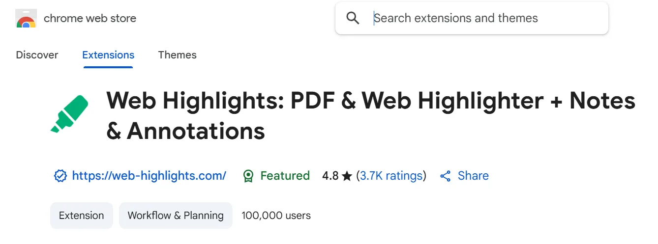 Web Highlights Average Rating