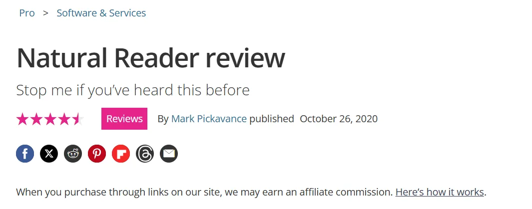 Natural Reader Average Rating