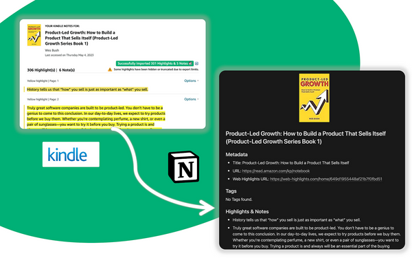 Export Kindle highlights & notes to Notion with the PDF & Web Highlighter Chrome Extension