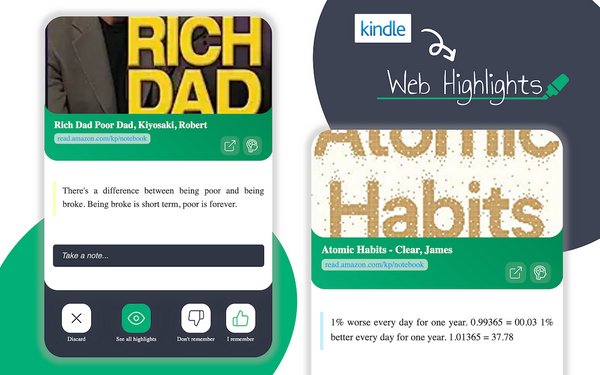 Kindle Highlights Flashcard Learning with Web Highlights