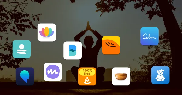 Logos shown above image: Free Silhouette of a person practicing yoga outdoors during sunrise, creating a calming atmosphere.