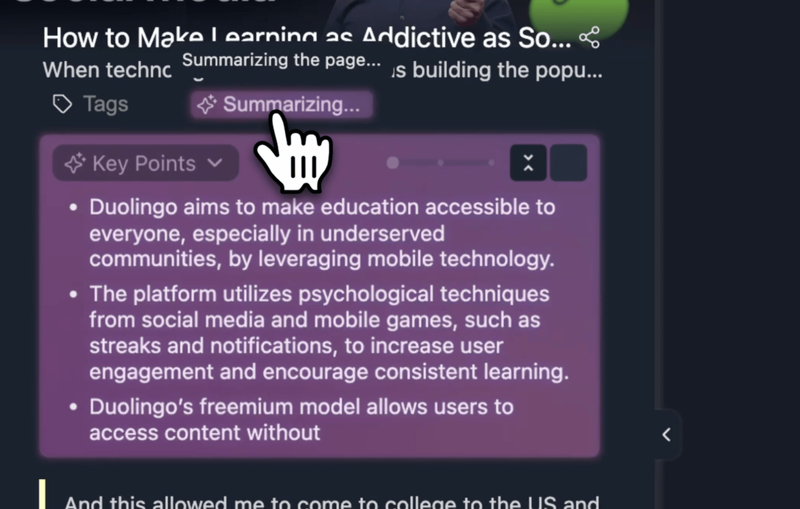 AI Summary Results