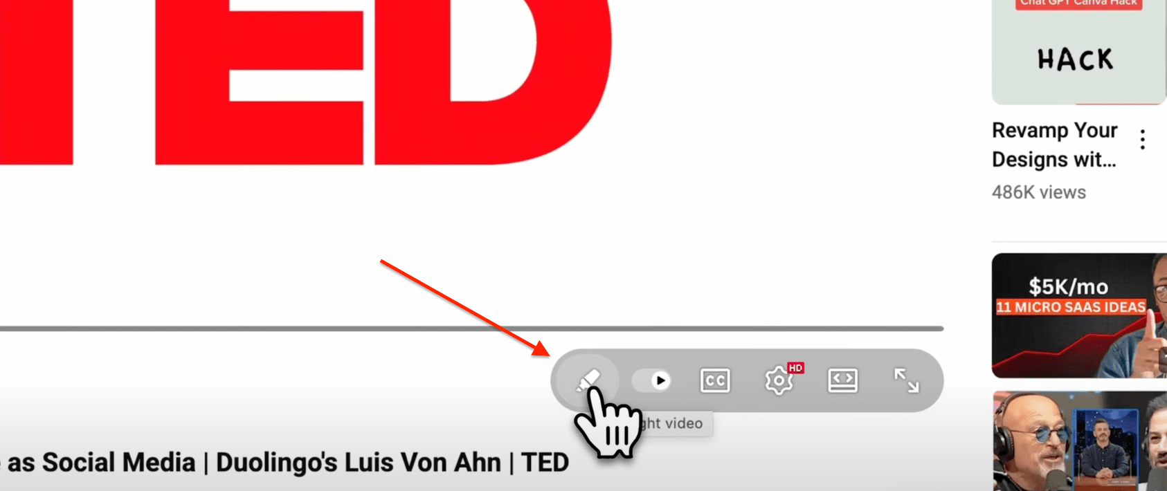 YouTube Highlighter Button