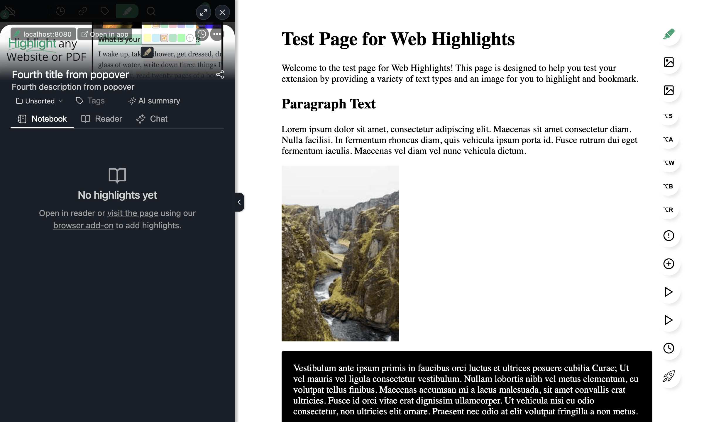 Recently Updated popover with the editable title and description of a different page