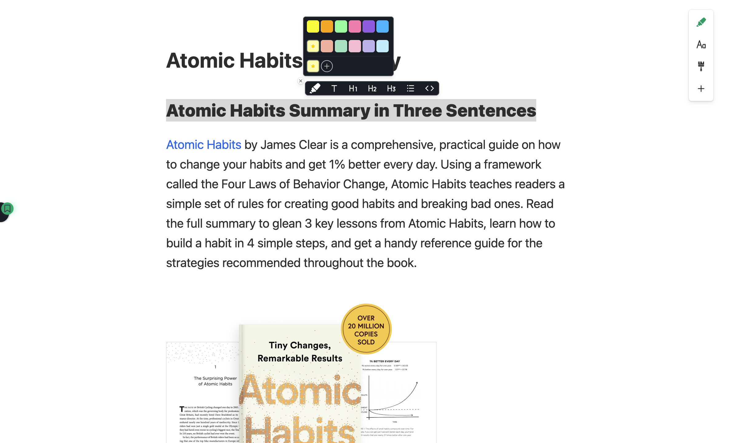 Formatting toolbar showing all available format options